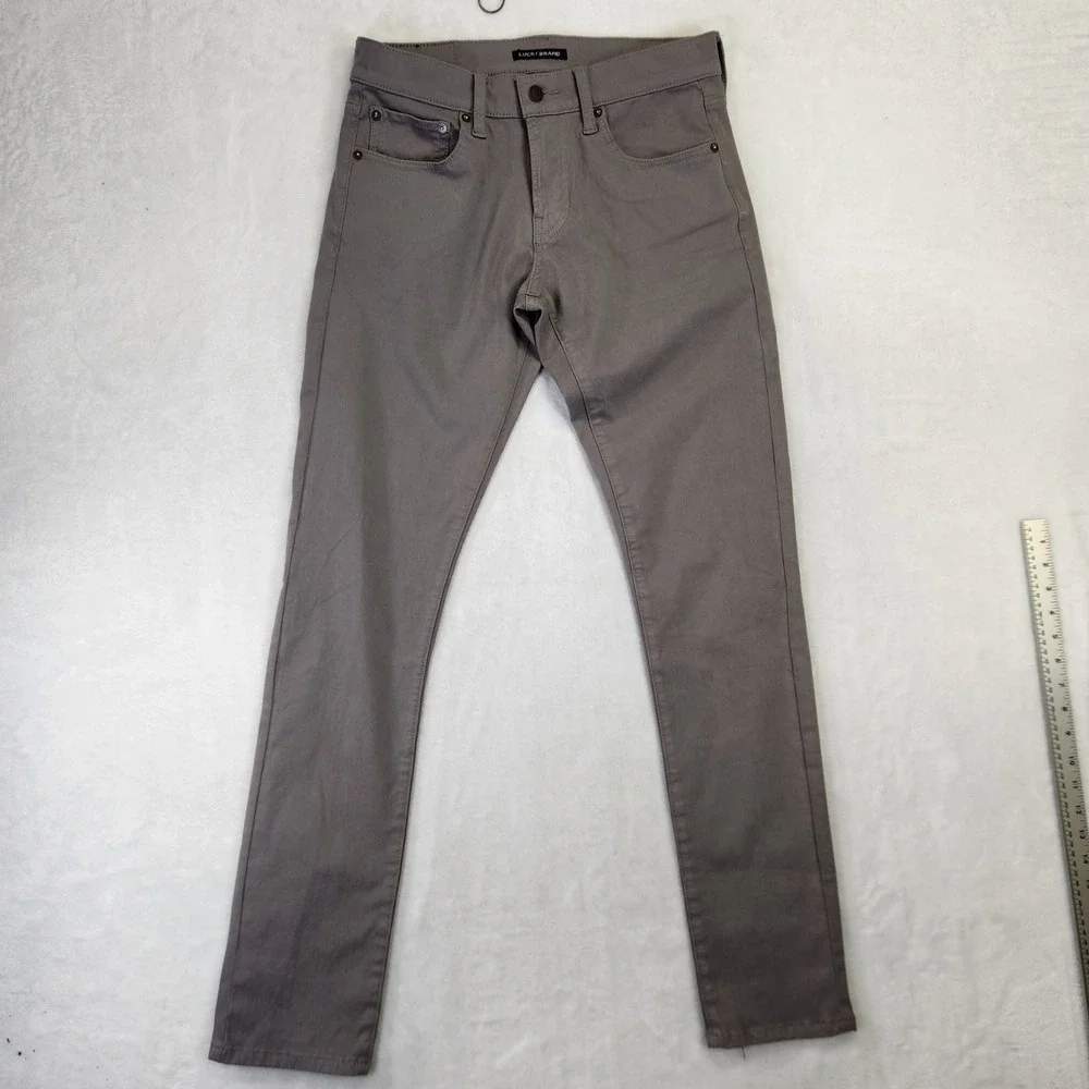Lucky Brand Mens Slim Fit Pants Gray Taupe‎ 5-Pocket Twill Trousers W29 L32